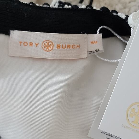 Tory Burch Black Ivory Sleeveless Tweed Midi Dress Medium - Picture 10 of 15